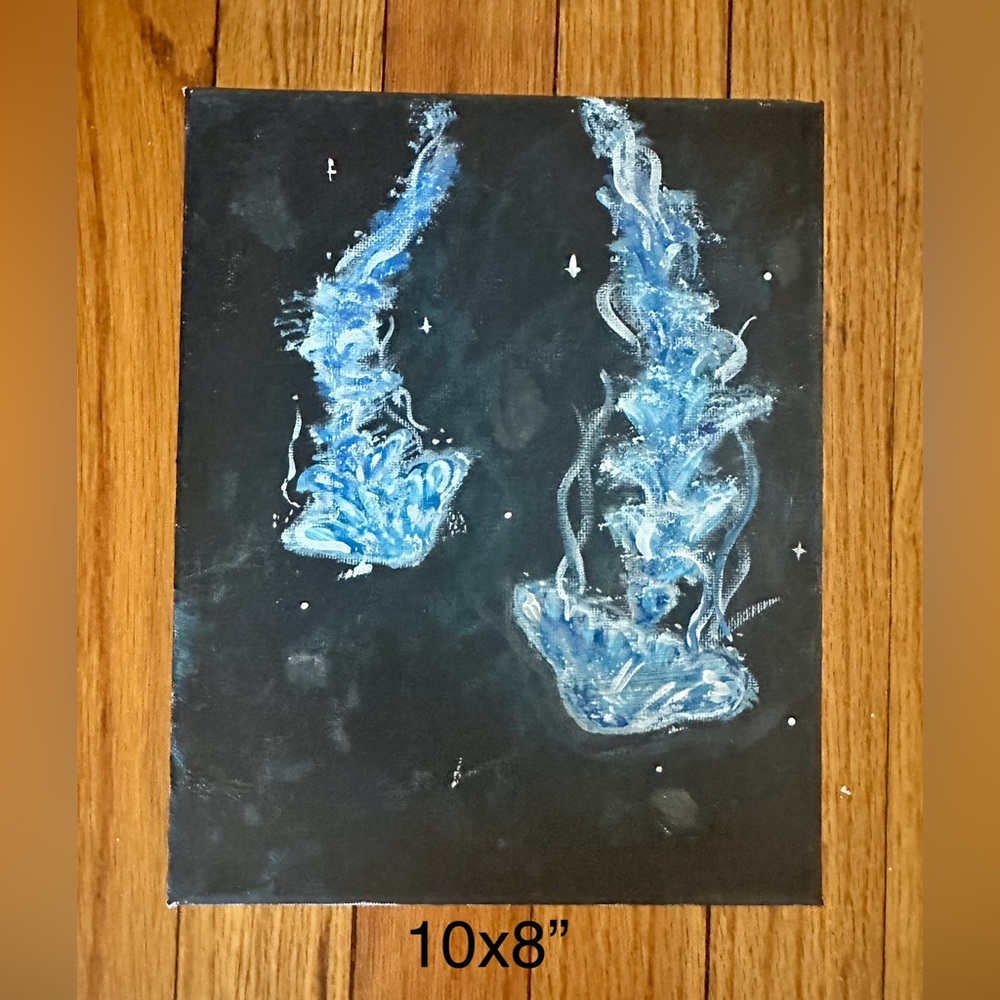 “Jellytime” canvas Midnight Jellyfish - 
Jellyfish handmade medium size 10”x8